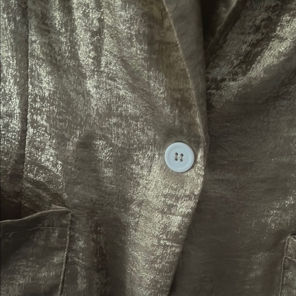 Gold Metallic Blazer with Notched Lapels M - Picture 2 of 5